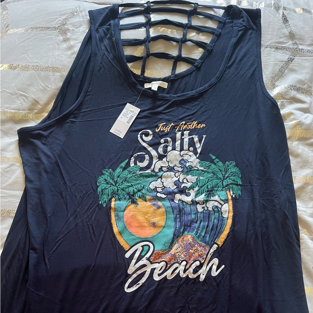 Maurice’s dark blue lattice back tank. 2x new with tags
